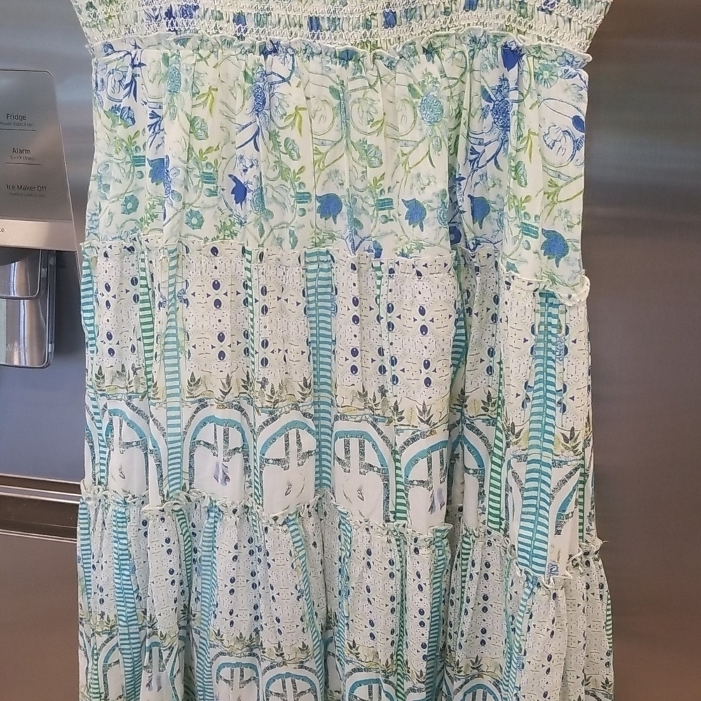💕ROCOCO SAND💕 Elan Maxi Dress ~ Green Blue Floral Print 100% Cotton  Small NWT - Picture 7 of 13